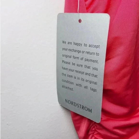 NWT NEW Love By Design Size XS Nordstrom Ruched Bodycon Mini Dress Hibiscus Pink - Picture 6 of 6